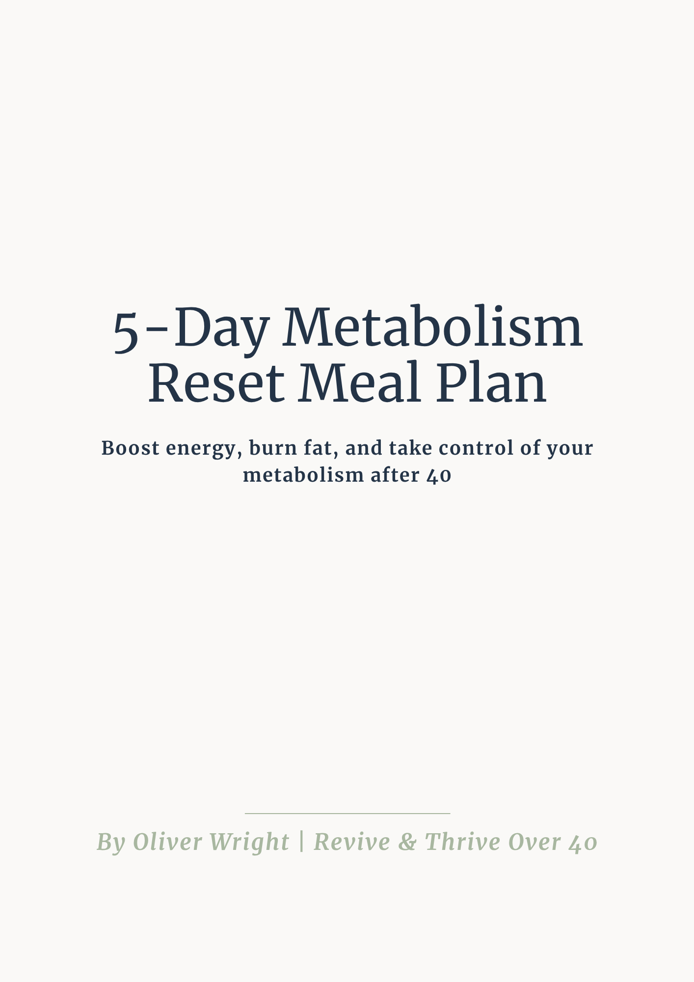 5-Day Metabolism Reset Meal Plan cover